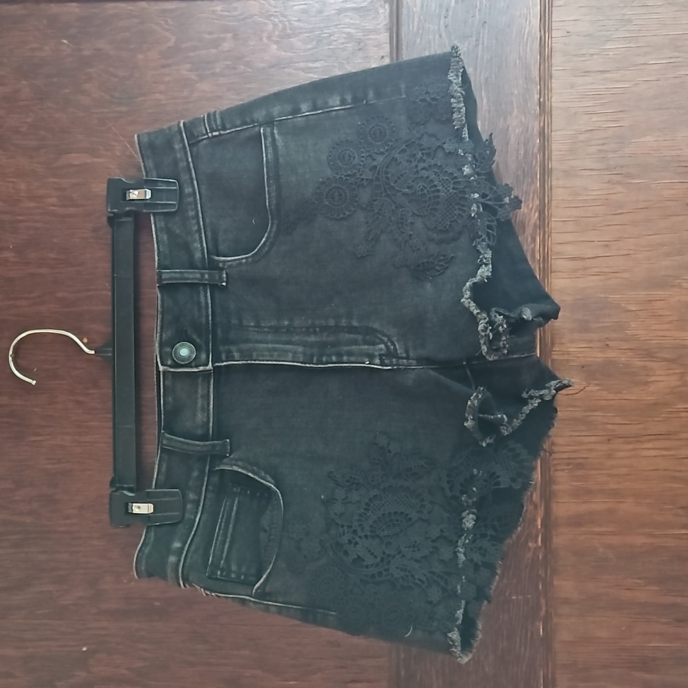 American Eagle Black Cutoff Shorts with Lace Trim - Size 12